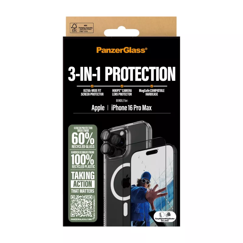 PanzerGlass® 3 viename apsaugos rinkinys iPhone 16 Pro Max