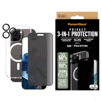 PanzerGlass ® 3-in-1 privatumo apsaugos rinkinys iPhone 16 Pro Max