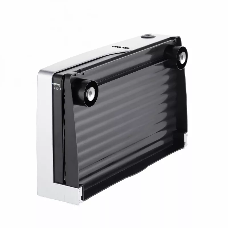 Unold Curve Silver elektrinė pjaustyklė, 100 W, 17 cm nerūdijančio plieno pjūklinis peilis, reguliuojamas pjovimo storis 0–15 mm, sulankstoma, BPA-free