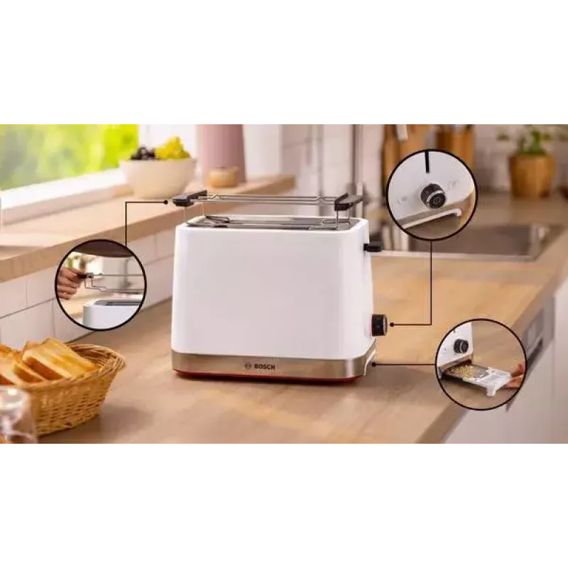 Skrudintuvas Bosch TAT4M221 2 griežinėliai 950 W Baltas Nerūdijantis Plienas