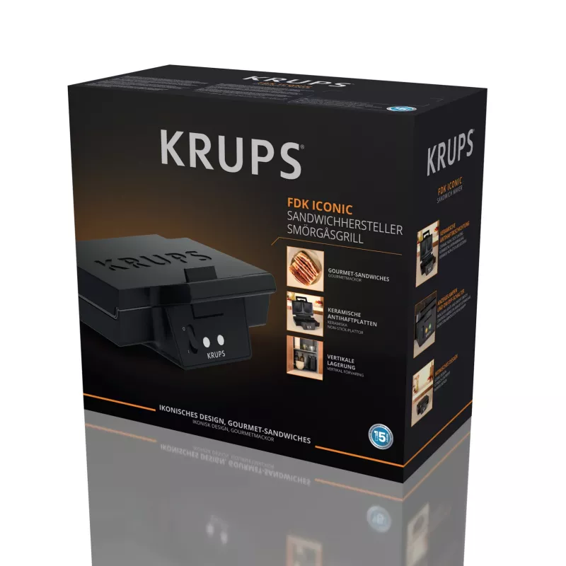Krups FDK Iconic FDK462 sumuštinių keptuvė 850 W juoda