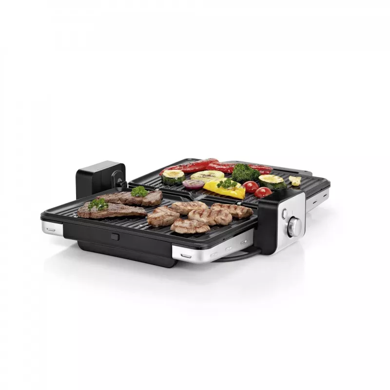 Kontaktinė keptuvė WMF Lono 0415110011 – 2100 W, reguliuojamas termostatas, plokščias kepimo paviršius, nerūdijantis plienas/juoda, stačiakampė
