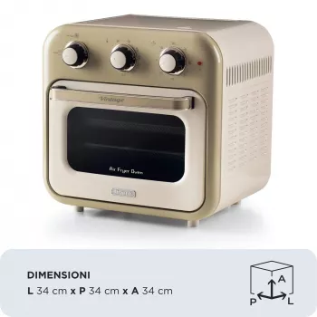Ariete 4632 Oro gruzdintuvė ir orkaitė Vintage, 1400W, 2in1, Talpa 16L, Priedai, Laikmatis 60 min., Dvigubas stiklas, Smėlio spalva