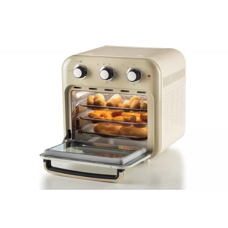Ariete 4632 Oro gruzdintuvė ir orkaitė Vintage, 1400W, 2in1, Talpa 16L, Priedai, Laikmatis 60 min., Dvigubas stiklas, Smėlio spalva