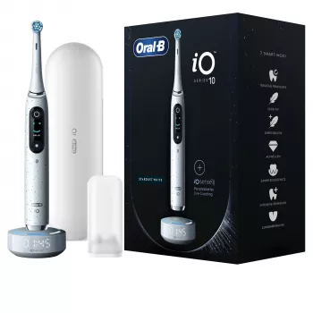 Oral-B iO Series 10 suaugusiųjų besisukantis-osciliuojantis dantų šepetėlis Baltas