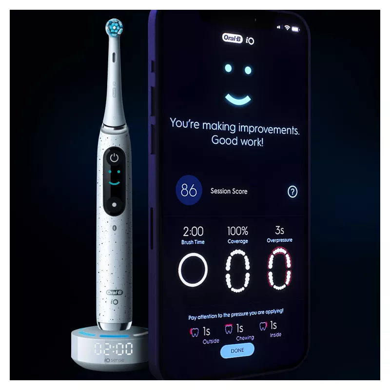 Oral-B iO Series 10 suaugusiųjų besisukantis-osciliuojantis dantų šepetėlis Baltas