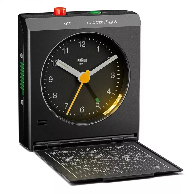 BRAUN BC 05 B Sulankstomas kelioninis žadintuvas, juodas