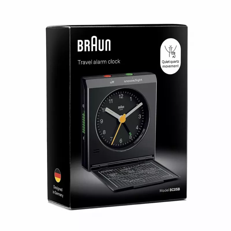 BRAUN BC 05 B Sulankstomas kelioninis žadintuvas, juodas