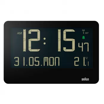 BRAUN BC14-DCF radijo valdomas sieninis/ant stalo laikrodis, taisyklingos formos, juodas