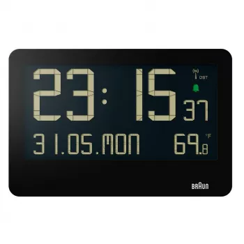 BRAUN BC14-DCF radijo valdomas sieninis/ant stalo laikrodis, taisyklingos formos, juodas