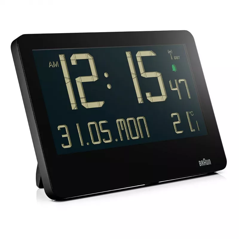 BRAUN BC14-DCF radijo valdomas sieninis/ant stalo laikrodis, taisyklingos formos, juodas