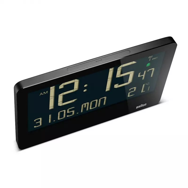 BRAUN BC14-DCF radijo valdomas sieninis/ant stalo laikrodis, taisyklingos formos, juodas
