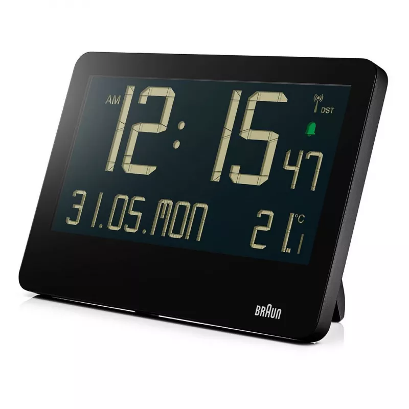 BRAUN BC14-DCF radijo valdomas sieninis/ant stalo laikrodis, taisyklingos formos, juodas