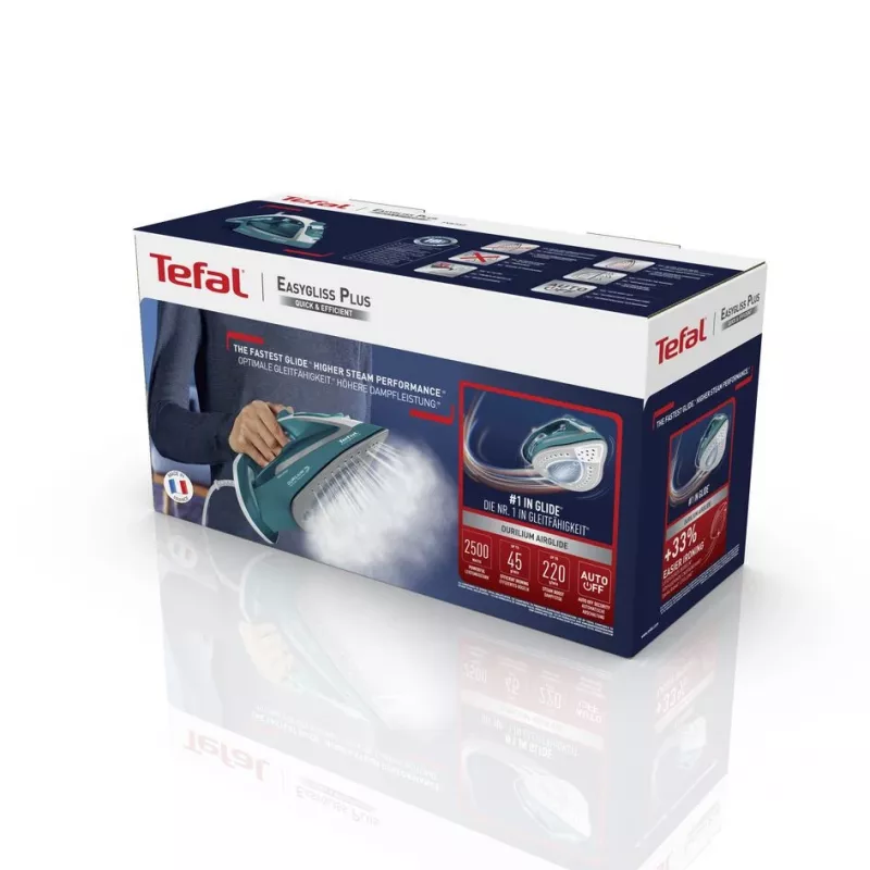 Tefal EasyGliss Plus FV5737 sausas ir garinis lygintuvas Durilium padas 2500 W turkio, baltas