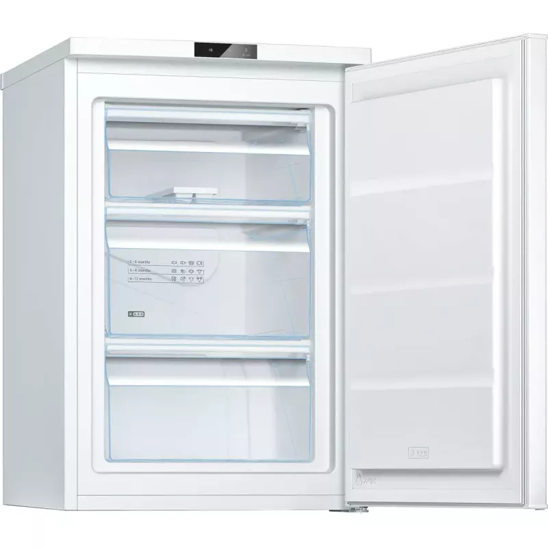 Šaldiklis vertikalus Bosch Serie 2 GTV15NWEB — 83 L, laisvai pastatomas, E klasė, 39 dB, dešinių durų vyriai, baltas