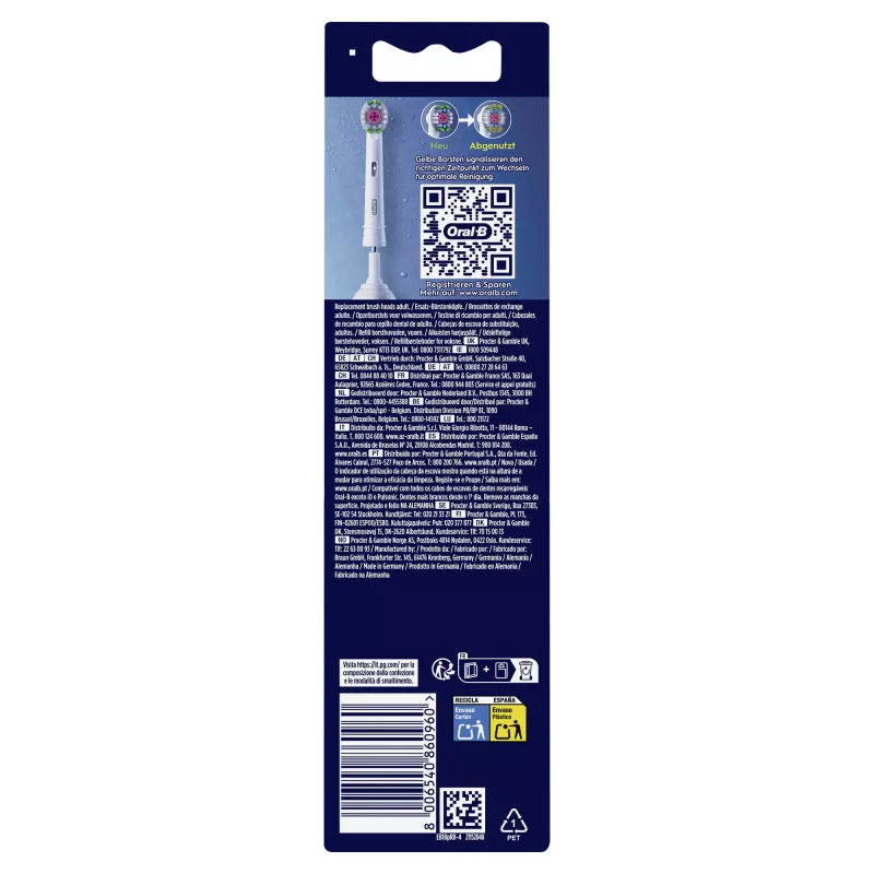 Dantų šepetėlio galvutės Oral-B 860960 4 vnt., baltos, keičiamos