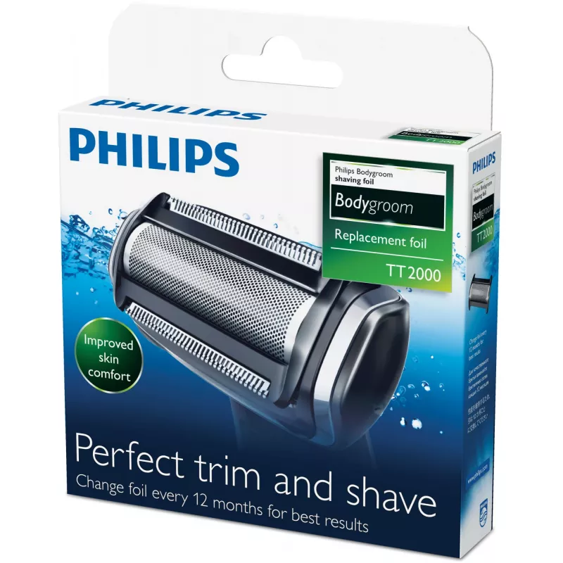 Philips Bodygroom keičiama folija TT2000/43 – vandeniui atsparus skutimo galvutės keitimas