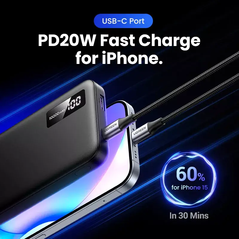 Ugreen 25742 Power bank Li-Ion 10000 mAh juodas