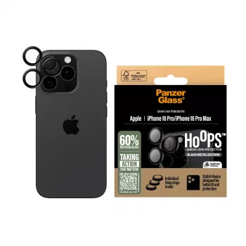 PanzerGlass® Hoops® kameros objektyvo apsauga juoda iPhone 16 Pro | 16 Pro Max