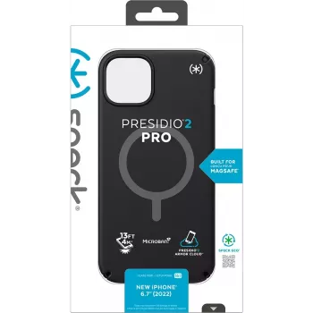 Speck Presidio2 Pro + MS Apple iPhone 14 Plus/15 Plus Black - su Microban tvirtas dėklas