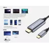 Conceptronic USB-C į HDMI laidas, vyriškas į vyrišką, 4K 60Hz, 2 m