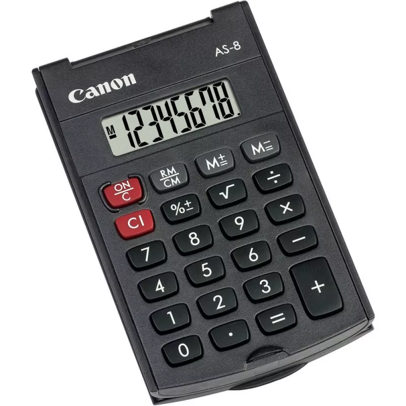Canon AS-8 kišeninis skaičiuotuvas, 8 skaitmenų, pilka spalva