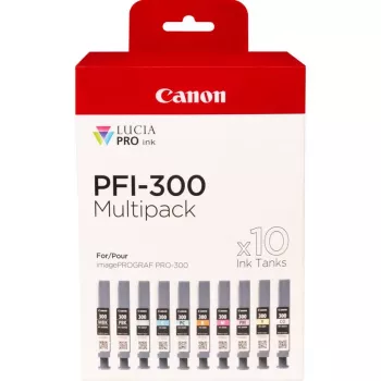 Canon PFI-300 10 vnt. originalus rašalo kasetės rinkinys juoda, mėlyna, žydra, pilka, rausvai raudona, foto juoda, foto rausvai raudona, raudona, geltona