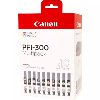 Canon PFI-300 10 vnt. originalus rašalo kasetės rinkinys juoda, mėlyna, žydra, pilka, rausvai raudona, foto juoda, foto rausvai raudona, raudona, geltona