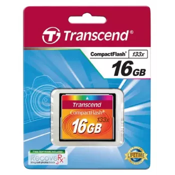 CompactFlash kortelė Transcend TS16GCF133 16GB, 50MB/s skaitymas, 20MB/s rašymas