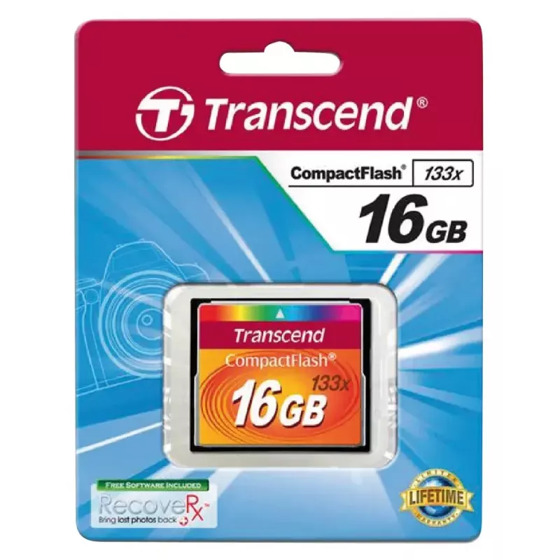 CompactFlash kortelė Transcend TS16GCF133 16GB, 50MB/s skaitymas, 20MB/s rašymas