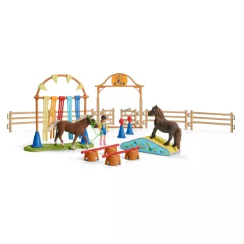 Žaidimo figūrėlių rinkinys Schleich Pony agility treniruotė 42481, įvairiaspalvis, plastikas, 3–8 metams