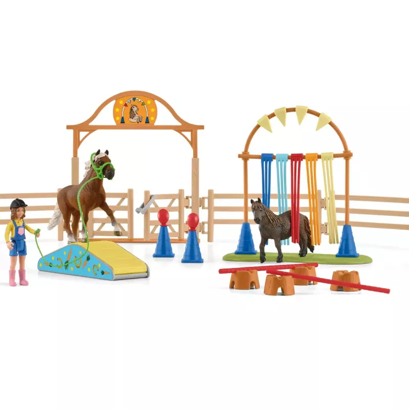 Žaidimo figūrėlių rinkinys Schleich Pony agility treniruotė 42481, įvairiaspalvis, plastikas, 3–8 metams