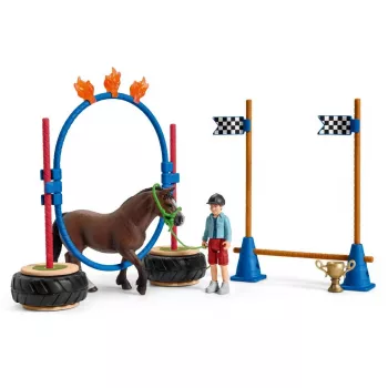 Schleich FARM WORLD Ponių vikrumo lenktynių rinkinys 42482