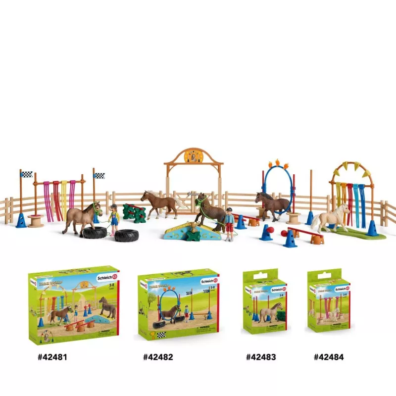 Schleich FARM WORLD Ponių vikrumo lenktynių rinkinys 42482
