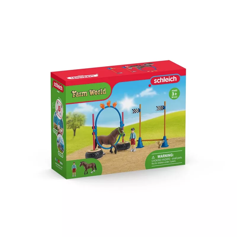 Schleich FARM WORLD Ponių vikrumo lenktynių rinkinys 42482