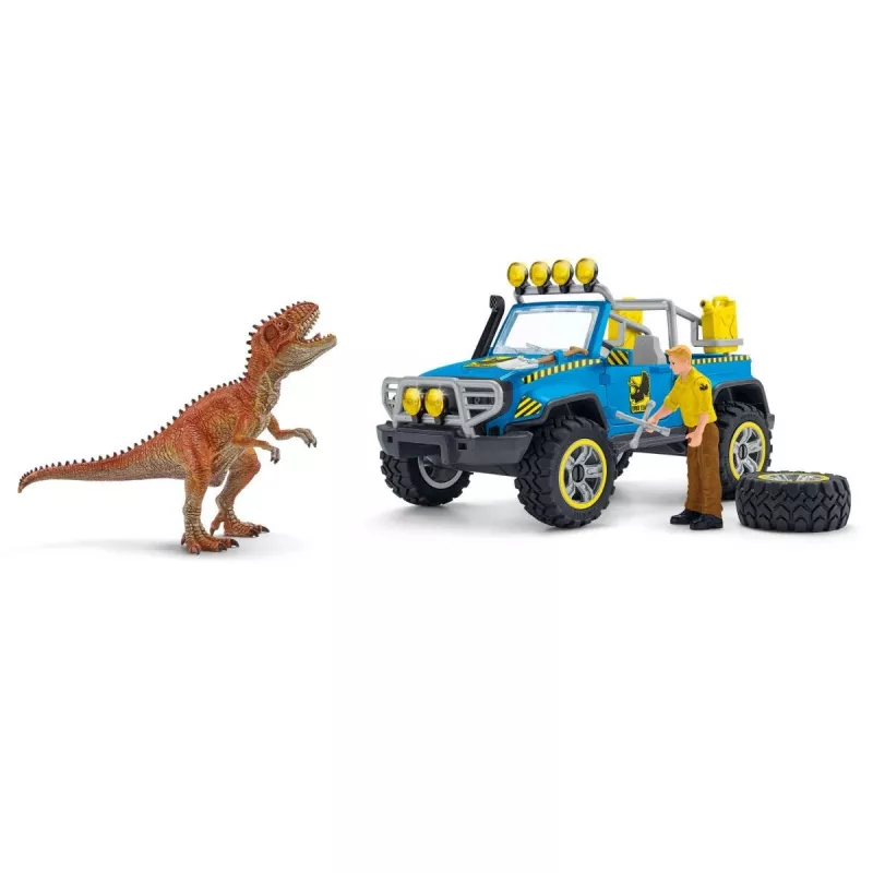schleich Dinozaurų visureigis su dinozaurų postu, tyrimų stotimi, 4+ metai, įvairiaspalvis, plastikas