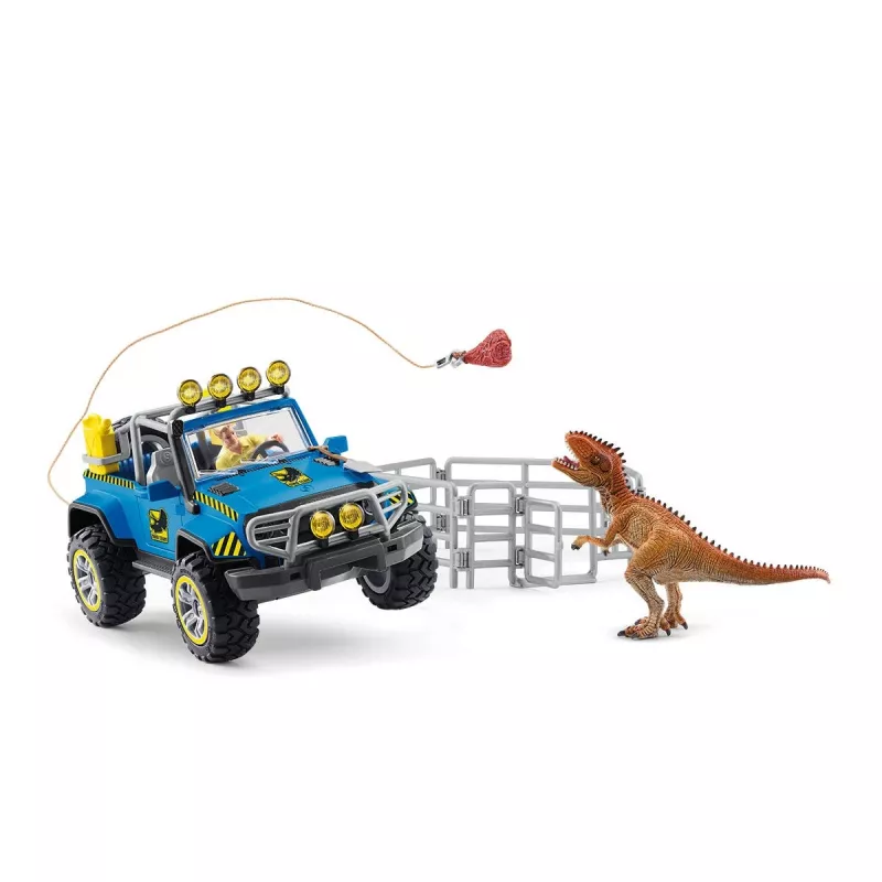 schleich Dinozaurų visureigis su dinozaurų postu, tyrimų stotimi, 4+ metai, įvairiaspalvis, plastikas