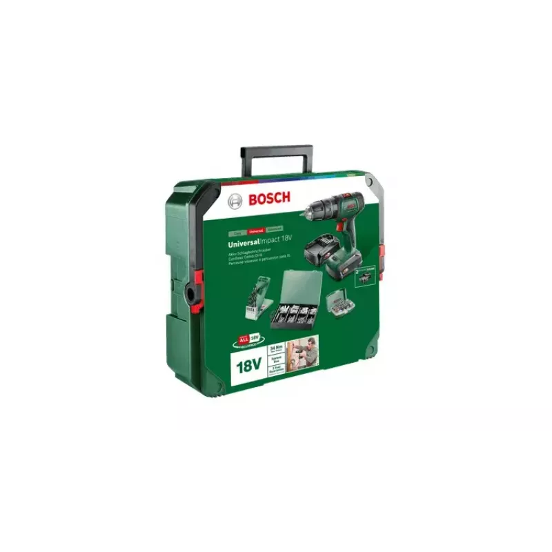 Pistolinė rankena gręžtuvas Bosch Universal Impact 18V 1450 RPM 1,3 kg žalias
