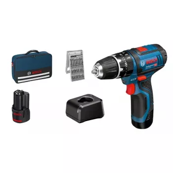 Pistolinė rankena gręžtuvas Bosch GSB 12V-15, 1300 aps./min., 2 Ah akumuliatorius