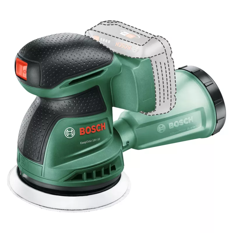 Bosch EasyOrbit 18V-10 (be akumuliatoriaus ir įkroviklio), orbitinis šlifuoklis, juodas, žalias, plastikinis, Vokietija, 23000 OPM, 1 mm