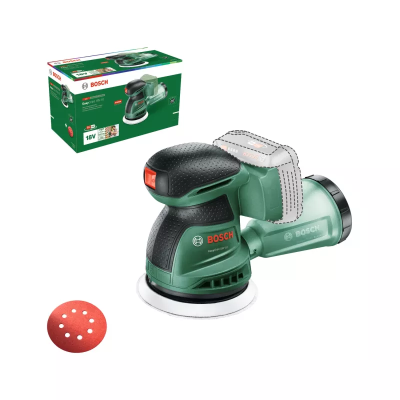 Bosch EasyOrbit 18V-10 (be akumuliatoriaus ir įkroviklio), orbitinis šlifuoklis, juodas, žalias, plastikinis, Vokietija, 23000 OPM, 1 mm
