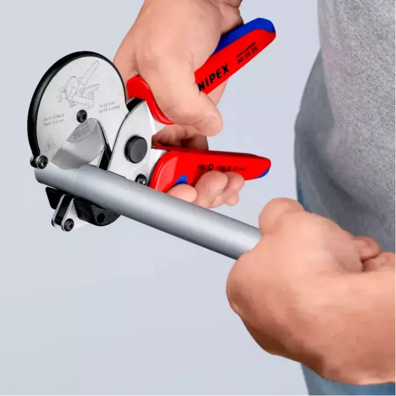 Vamzdžių žirklės Knipex 90 25 25, aliuminio, juodos/mėlynos/raudonos, 210 mm