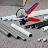 Vamzdžių žirklės Knipex 90 25 25, aliuminio, juodos/mėlynos/raudonos, 210 mm
