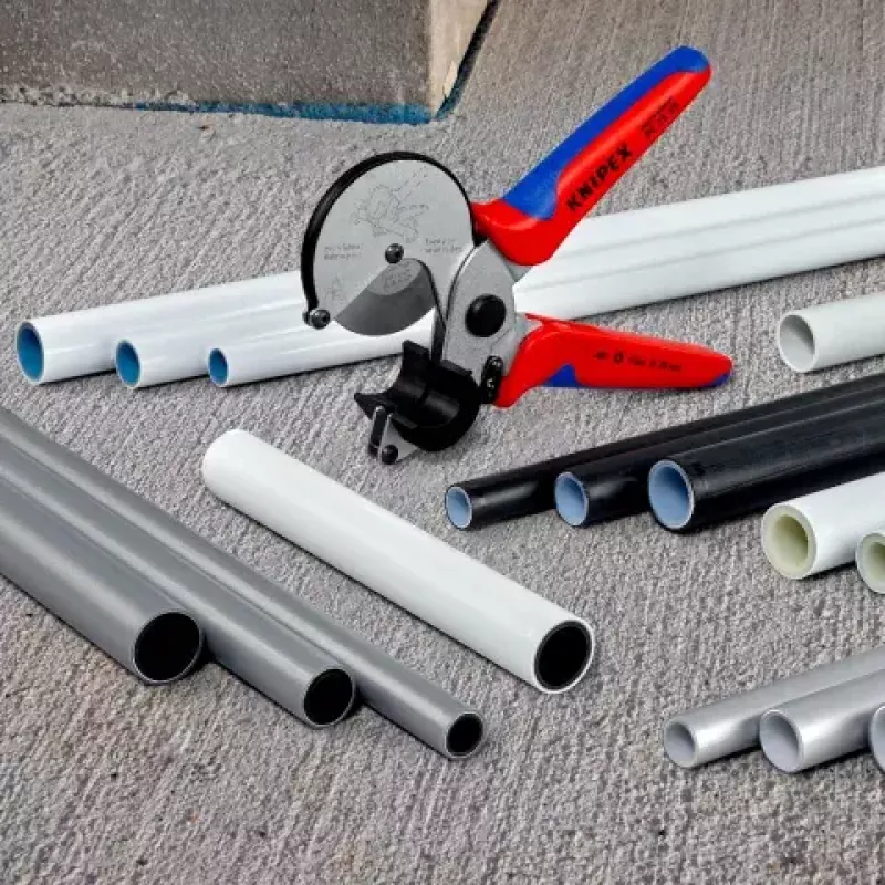 Vamzdžių žirklės Knipex 90 25 25, aliuminio, juodos/mėlynos/raudonos, 210 mm