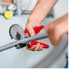Vamzdžių žirklės Knipex 90 25 25, aliuminio, juodos/mėlynos/raudonos, 210 mm
