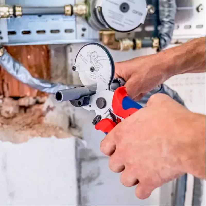 Vamzdžių žirklės Knipex 90 25 25, aliuminio, juodos/mėlynos/raudonos, 210 mm