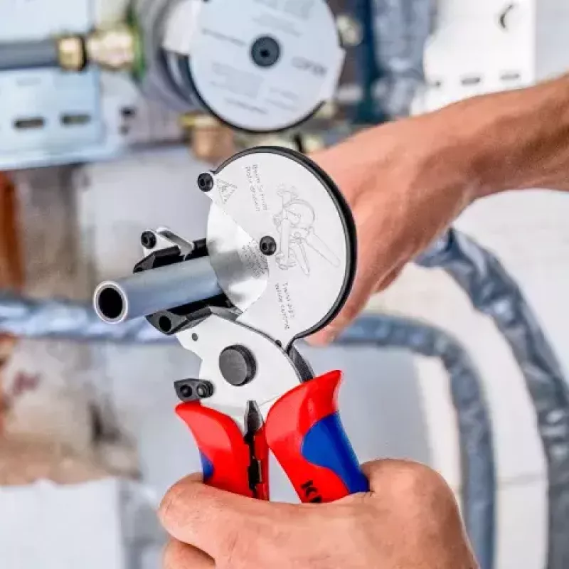 Vamzdžių žirklės Knipex 90 25 25, aliuminio, juodos/mėlynos/raudonos, 210 mm