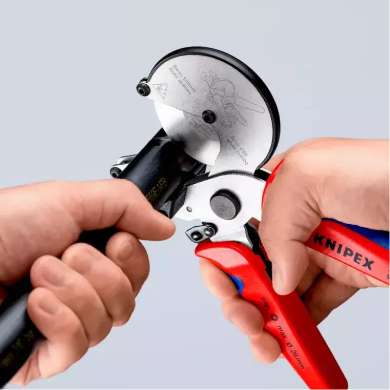 Vamzdžių žirklės Knipex 90 25 25, aliuminio, juodos/mėlynos/raudonos, 210 mm
