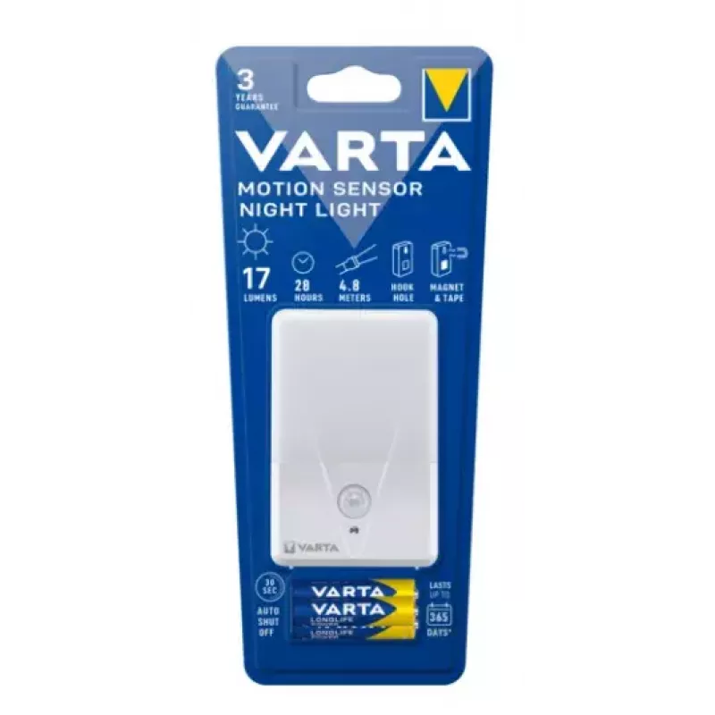 Varta 16624 101 421 naktinė šviesa su judesio jutikliu, šiltai balta LED, 28 val.