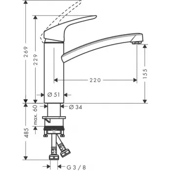 Vonios kriauklės maišytuvas Hansgrohe Focus Chrome 31806000